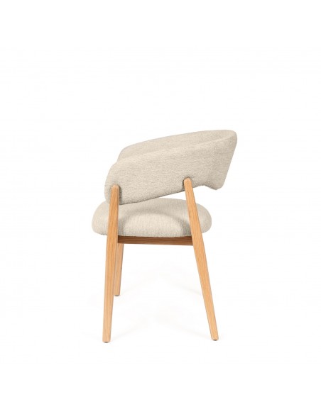 Cadeira de jantar YVANNA com design envolvente estofado e madeira de faia