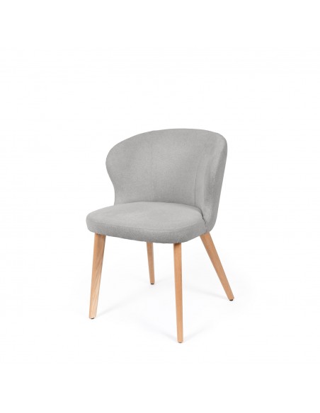 Silla de comedor TANYA de diseño envolvente en poliéster y madera de haya