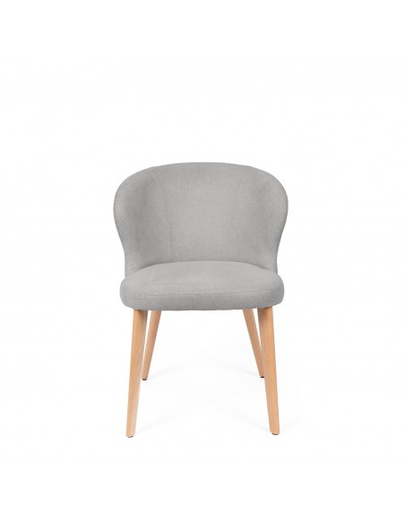 Silla de comedor TANYA de diseño envolvente en poliéster y madera de haya