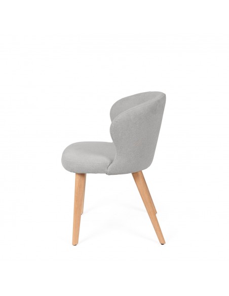Silla de comedor TANYA de diseño envolvente en poliéster y madera de haya