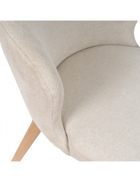 Silla de comedor TANYA de diseño envolvente en poliéster y madera de haya