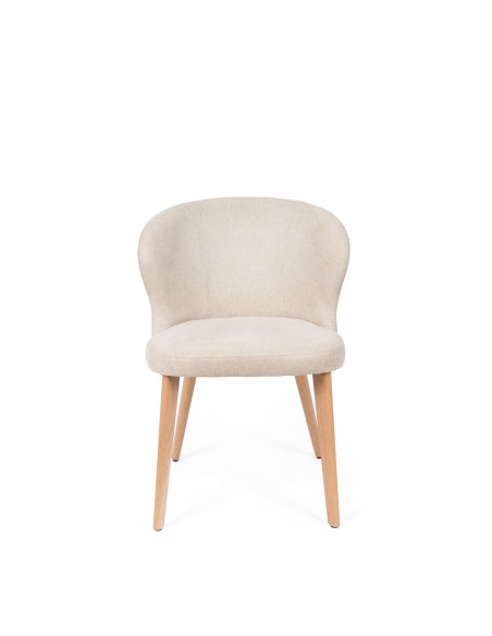 Silla de comedor TANYA de diseño envolvente en poliéster y madera de haya