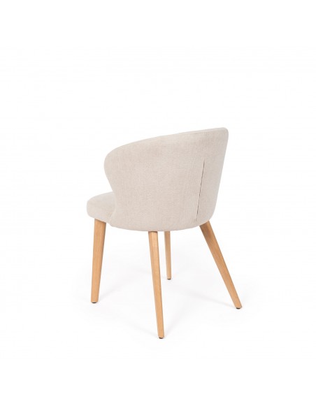 Silla de comedor TANYA de diseño envolvente en poliéster y madera de haya