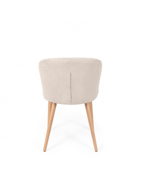 Silla de comedor TANYA de diseño envolvente en poliéster y madera de haya