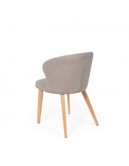 Silla de comedor TANYA de diseño envolvente en poliéster y madera de haya