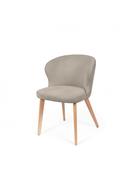 Silla de comedor TANYA de diseño envolvente en poliéster y madera de haya