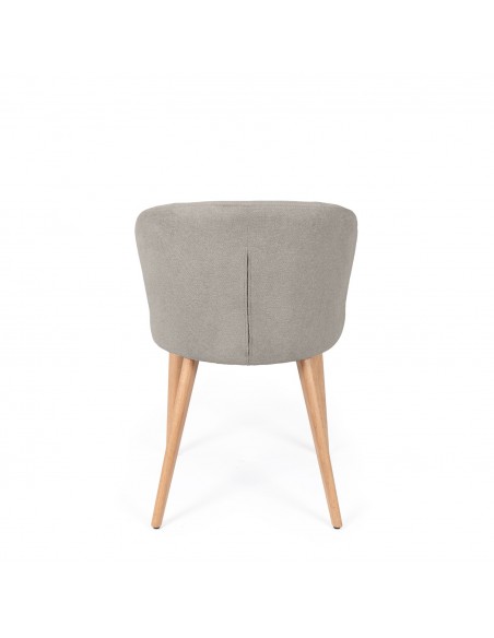 Silla de comedor TANYA de diseño envolvente en poliéster y madera de haya