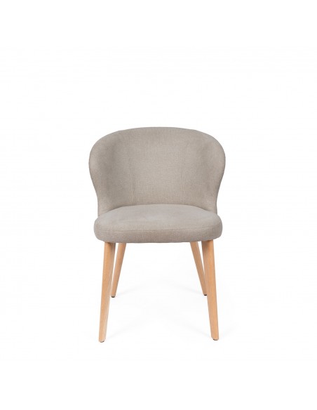Silla de comedor TANYA de diseño envolvente en poliéster y madera de haya