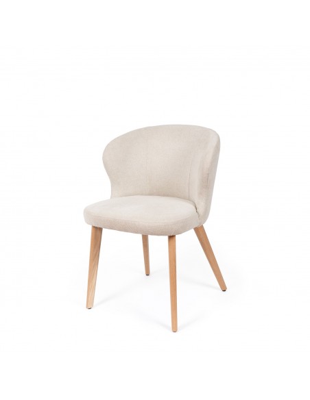 Silla de comedor TANYA de diseño envolvente en poliéster y madera de haya