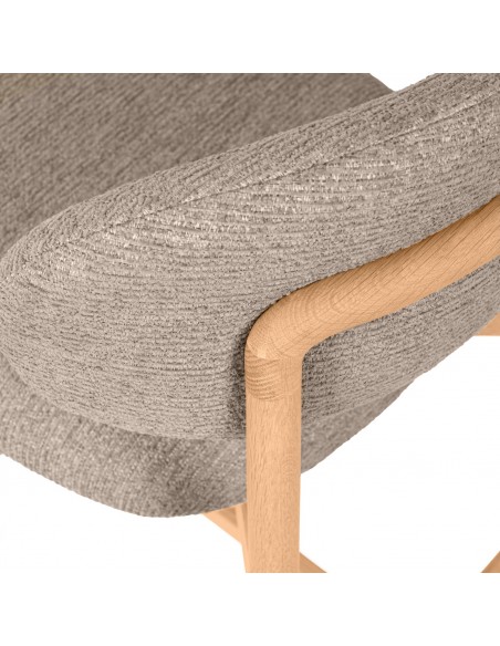 Taburete bajo WANDA 65 respaldo tapizado envolvente y madera