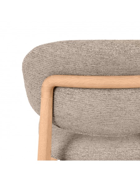 Taburete bajo WANDA 65 respaldo tapizado envolvente y madera