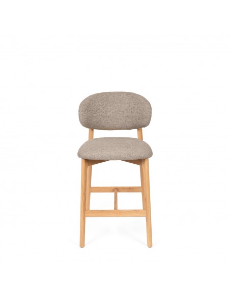 Taburete bajo WANDA 65 respaldo tapizado envolvente y madera