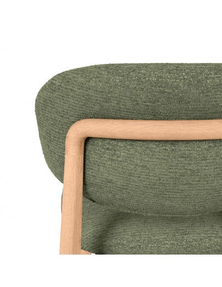 Taburete bajo WANDA 65 respaldo tapizado envolvente y madera