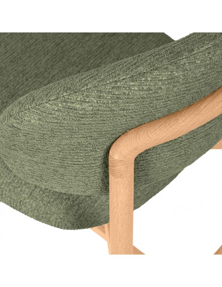 Taburete bajo WANDA 65 respaldo tapizado envolvente y madera