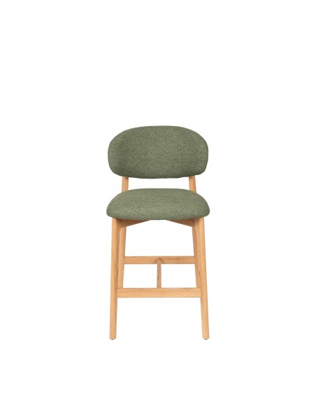 Taburete bajo WANDA 65 respaldo tapizado envolvente y madera