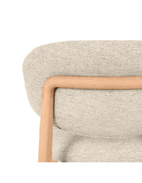 Taburete bajo WANDA 65 respaldo tapizado envolvente y madera