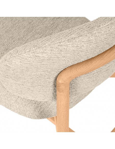 Taburete bajo WANDA 65 respaldo tapizado envolvente y madera