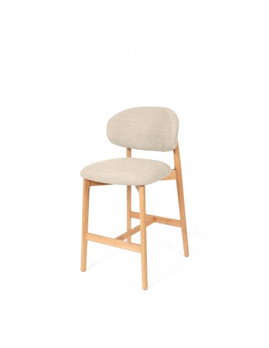 Taburete bajo WANDA 65 respaldo tapizado envolvente y madera
