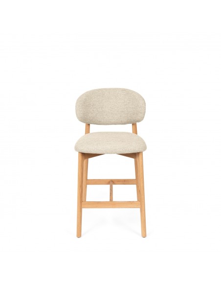 Taburete bajo WANDA 65 respaldo tapizado envolvente y madera