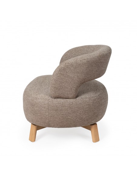 Poltrona giratória Bogotá, design escandinavo envolvente com base em madeira