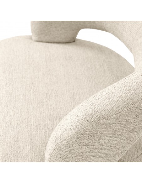 Butaca giratoria BOGOTA, diseño escandinavo envolvente con base de madera