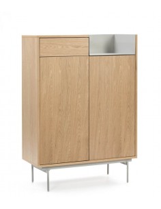 MUEBLE AUXILIAR VALLEY 2P1C ROBLE BANDEJA/PIES GRIS CLA