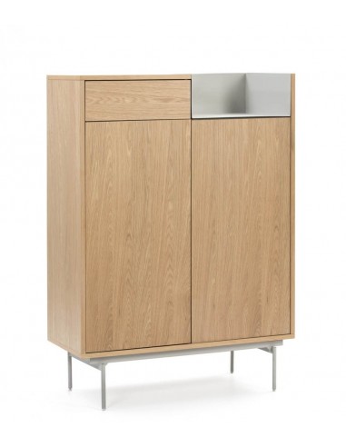 MUEBLE AUXILIAR VALLEY 2P1C ROBLE BANDEJA/PIES GRIS CLA