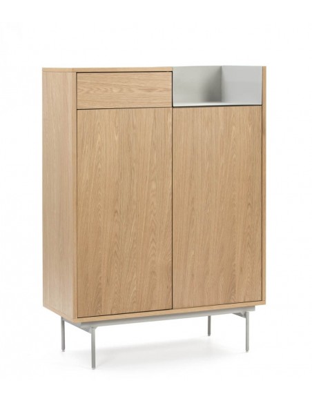 MUEBLE AUXILIAR VALLEY 2P1C ROBLE BANDEJA/PIES GRIS CLA MUEBLE AUXILIAR VALLEY 2P1C ROBLE BANDEJA/PIES GRIS CLA