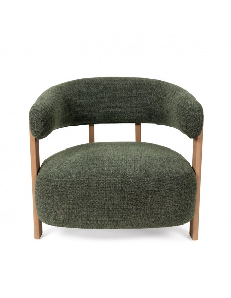 Poltrona GRANITE, design nórdico orgânico com estrutura em madeira