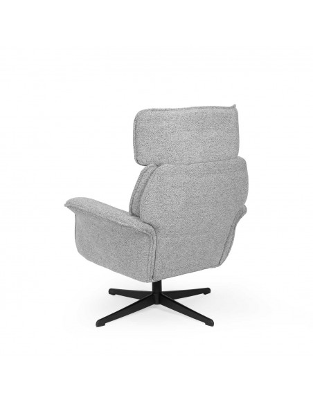 Sillón giratorio de diseño LYNN, respaldo alto y base metálica elegante