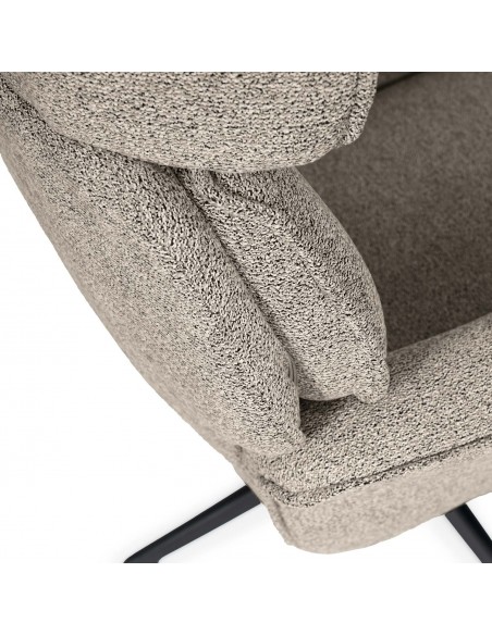 Sillón giratorio de diseño LYNN, respaldo alto y base metálica elegante