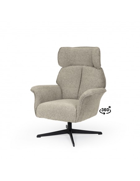 Poltrona giratória de design LYNN com encosto alto e base de metal elegante