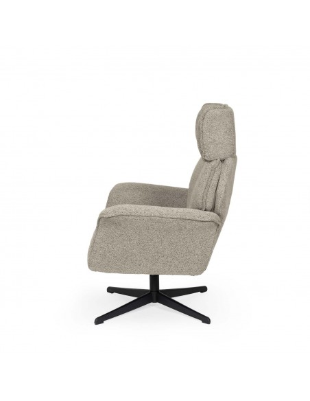 Sillón giratorio de diseño LYNN, respaldo alto y base metálica elegante