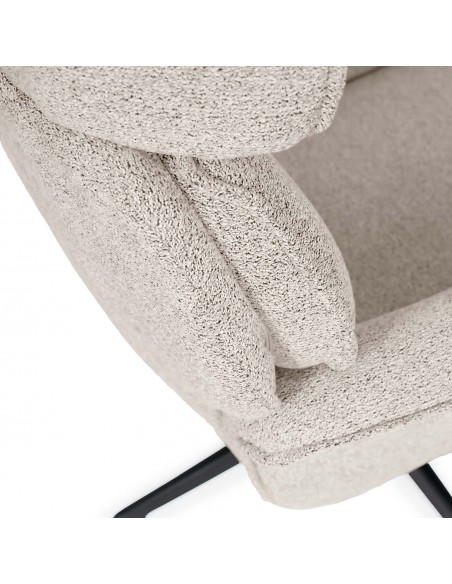 Sillón giratorio de diseño LYNN, respaldo alto y base metálica elegante