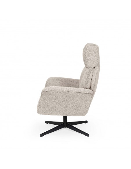 Sillón giratorio de diseño LYNN, respaldo alto y base metálica elegante