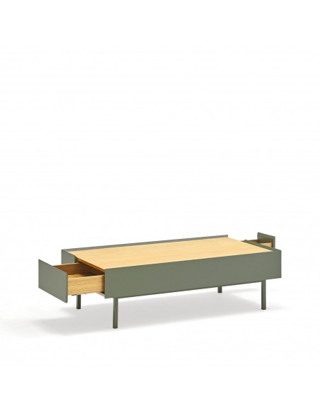 Teulat Mesa de centro Arista 110x60, roble, lacado verde claro.