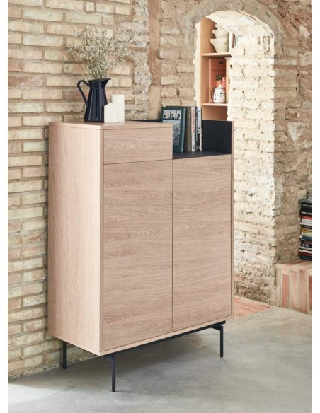 TEULAT MUEBLE AUXILIAR VALLEY 130X92 ROBLE, AZUL TEULAT MUEBLE AUXILIAR VALLEY 130X92 ROBLE, AZUL