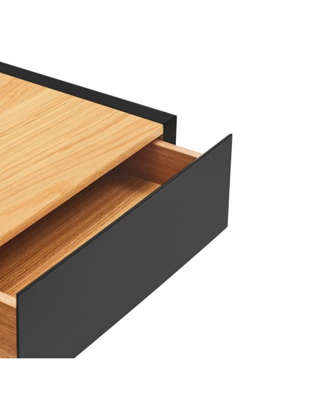 Mesa de cabeceira SUSPENSA minimalista TEULAT ARISTA 50 x 16, 1 gaveta, preto e carvalho