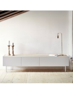 Teulat Mueble de TV Arista 180x40, roble, lacado blanco. 2