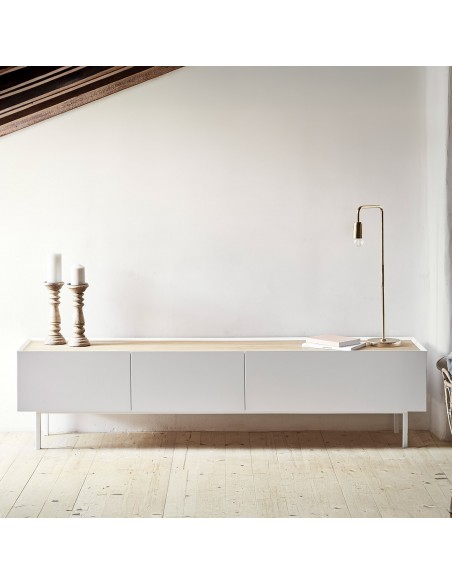 Móvel de TV Teulat Arista 180x40, lacado branco.