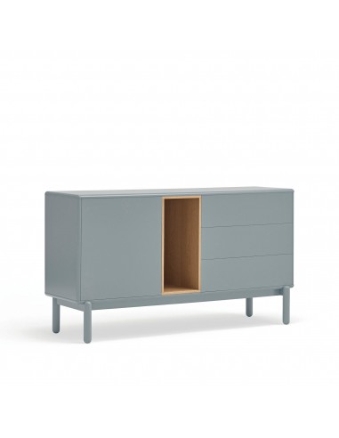 Aparador de design TEULAT CORVO 140x40, cor cinza pérola.