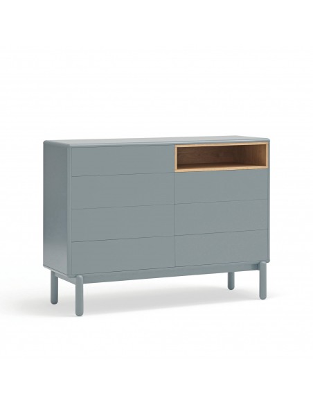 TEULAT CÓMODA CORVO 120x40, 7 CAJONES, COLOR GRIS PERLA