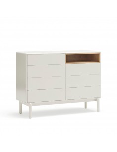 TEULAT CÓMODA CORVO 120x40, 7 CAJONES,COLOR CREMA