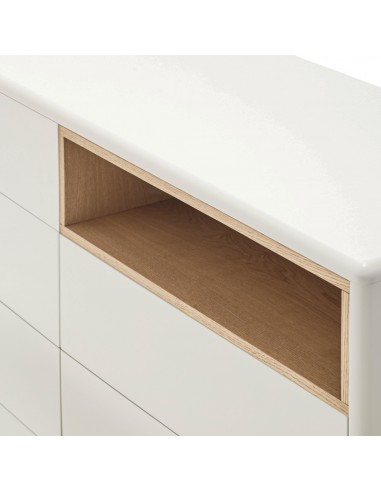 TEULAT CÓMODA CORVO 120x40, 7 CAJONES,COLOR CREMA