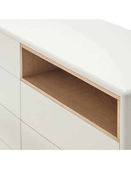 TEULAT CÓMODA CORVO 120x40, 7 CAJONES,COLOR CREMA