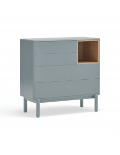 TEULAT COMODA CORVO 90x40, 4 cajones,COLOR GRIS PERLA