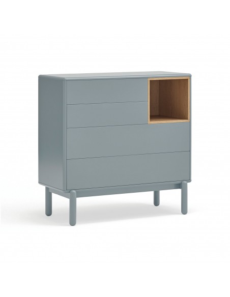 TEULAT COMFORT CORVO 90x40, 4 gavetas, COR CINZA PÉROLA