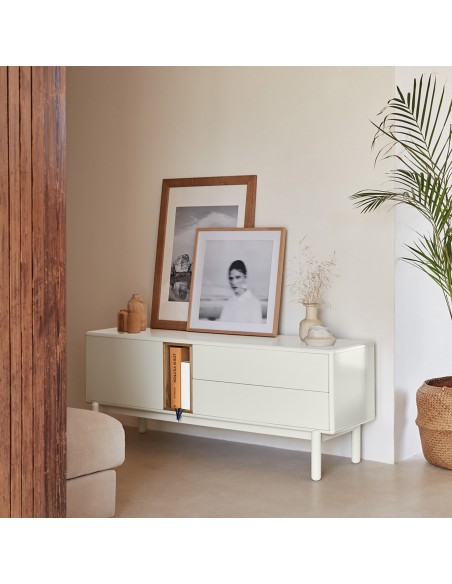 TEULAT MUEBLE TV CORVO 140x40, MDF lacado CREMA