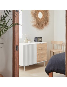 Aparador Teulat SIERRA 108x47, MDF lacado branco e... 2