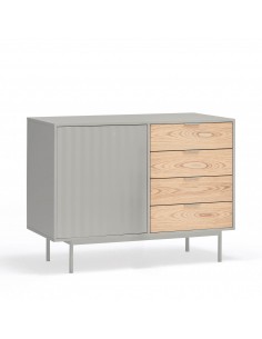 Aparador Teulat SIERRA 108x47, MDF lacado Cinza e...